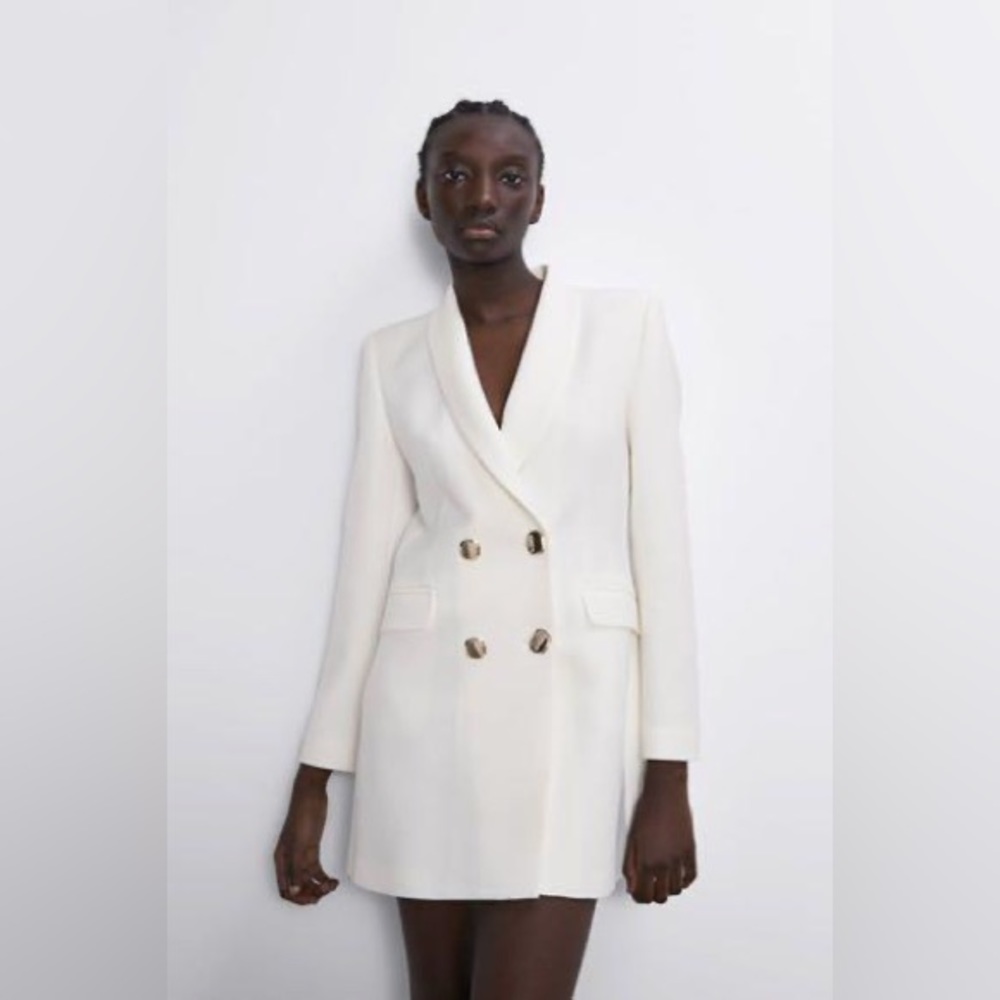 ZARA DOUBLE BREASTED LONG BLAZER DRESS. SIZE XS